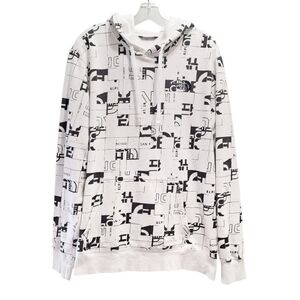 The North Face Graphic Hoodie XL Black White Logo Print Pullover Kangaroo Pocket